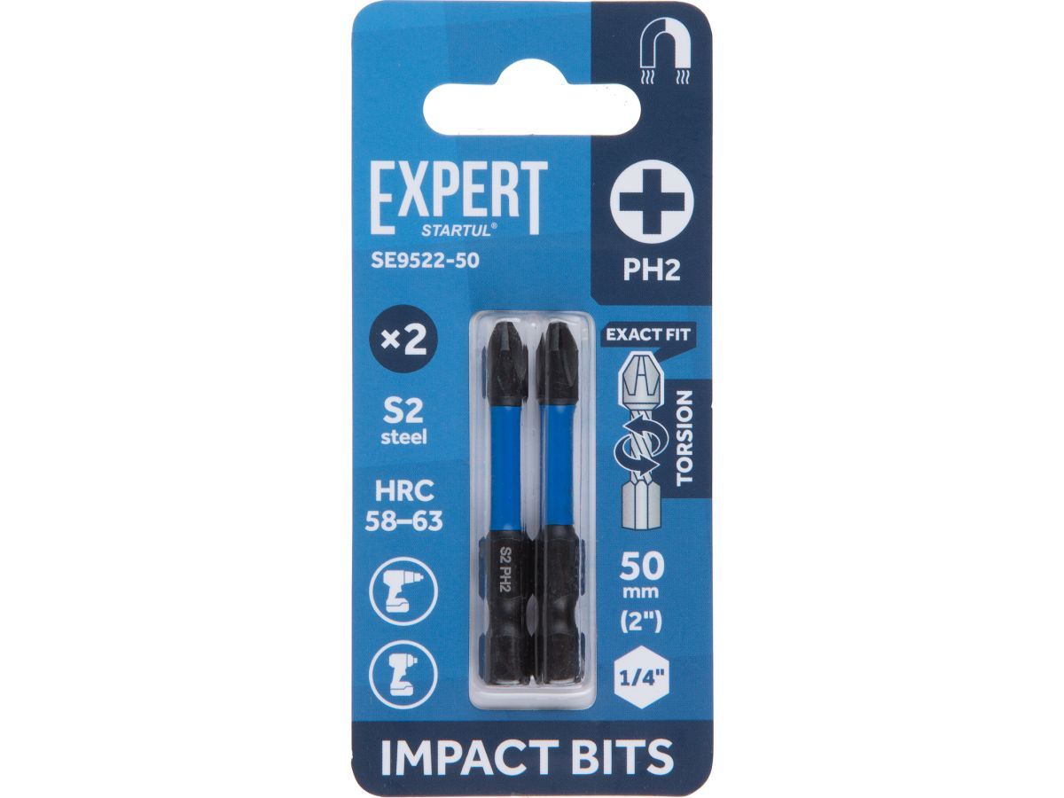 Насадка ударная PH2 50мм 2шт EXPERT (SE9522-50) (торсионная бита Impact) STARTUL SE9522-50