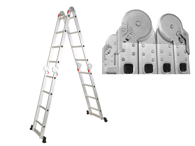 Лестница алюминиевая многофункциональная 4х4 ступеней (стремянка-228см, лестница-456см),  ...STARTUL ST9722-04