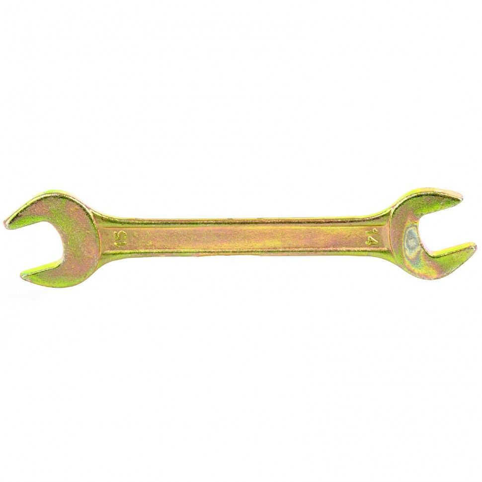 Ключ рожковый, 14 х 15 mm, желтый цинк  Сибртех 14308
