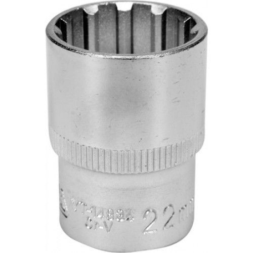 Головка торцевая spline 1/2" 6гр. 22mm L38mm CrV на держателе YATO YT-14834