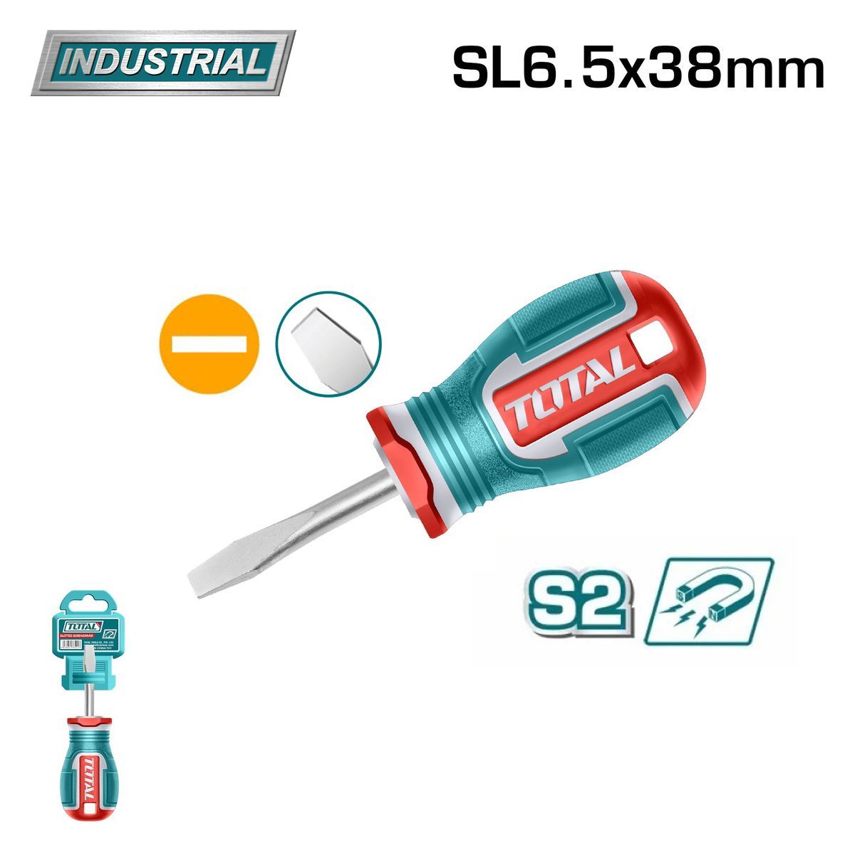 Отвертка шлицевая SL6.5x38 мм  TOTAL TSDSL6038