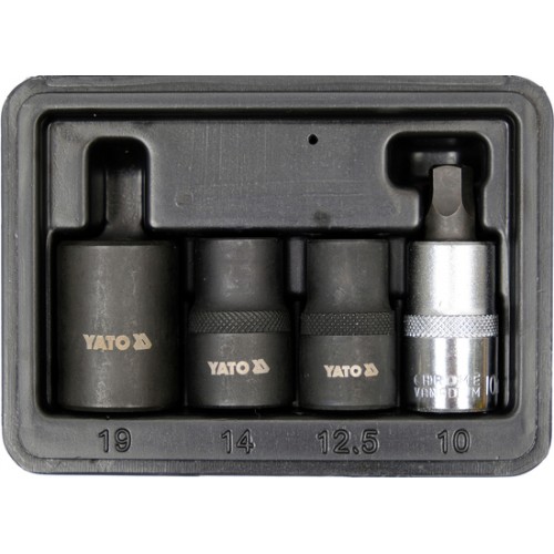 Головки для тормозных суппортов 10, 12.5, 14, 19mm (набор 4шт.)  YATO YT-06806