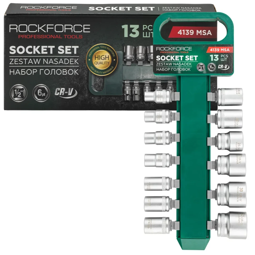 Головки, набор 13пр., 1/2" (6гр.) RockFORCE RF-4139 MSA
