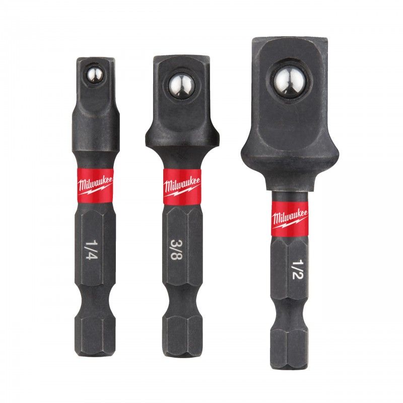 Набор ударных адаптеров Shockwave с 1/4"HEX на квадрат 1/4" / 3/8" / 1/2" Milwaukee  4932479228