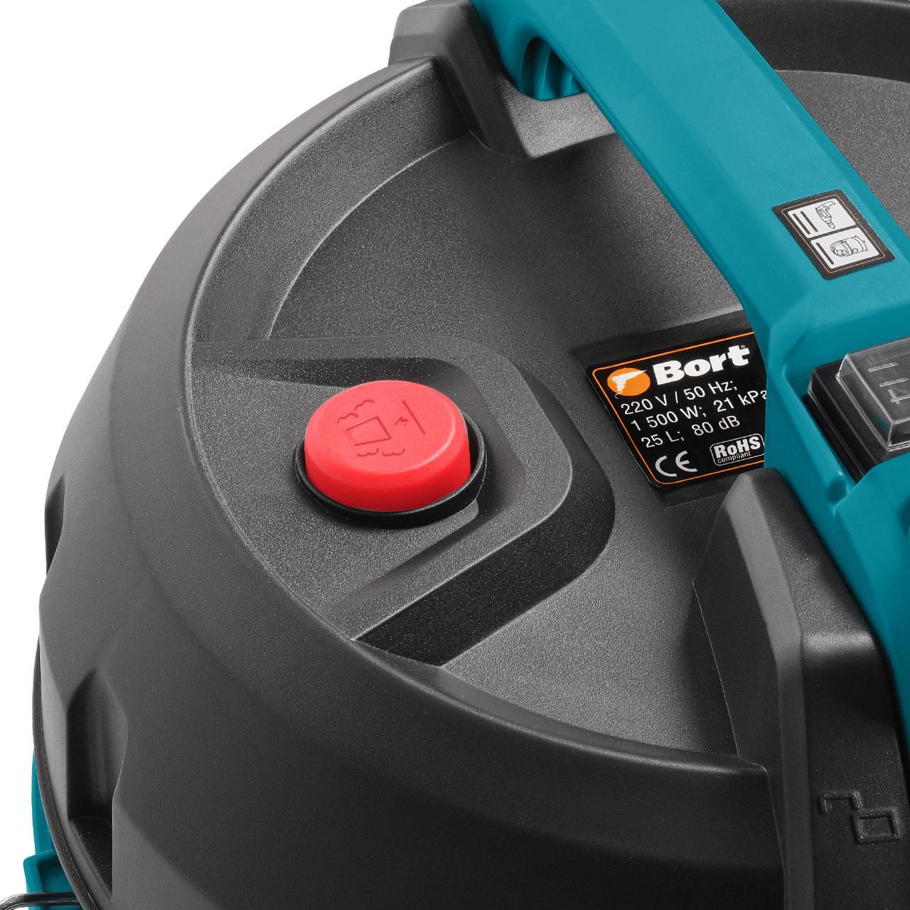 Пылесос строительный 1500Вт, 25л, Bort BSS-1525 BLACK