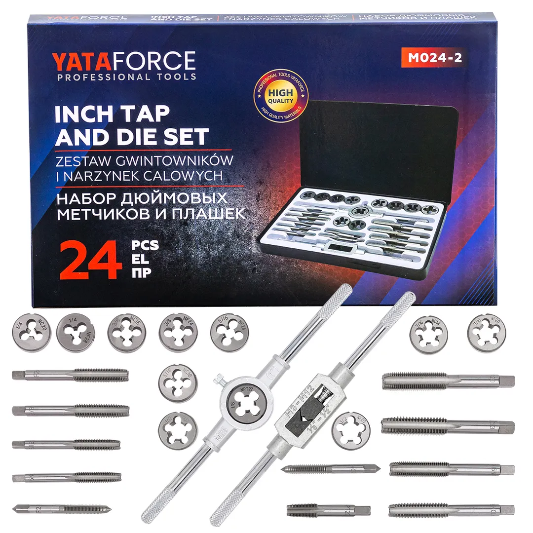 Метчики и плашки, набор 24пр. (дюйм.) YATAFORCE YF-M024-2