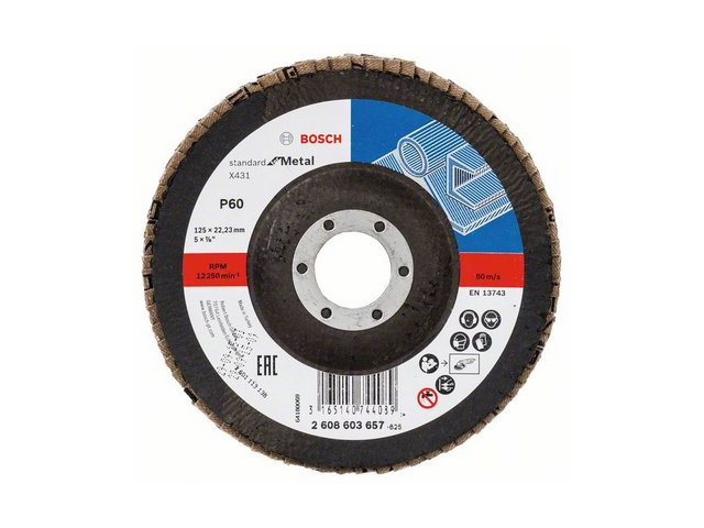Круг лепестковый 125x22.2 mm K60 конический STANDARD FOR METAL BOSCH 2608603657