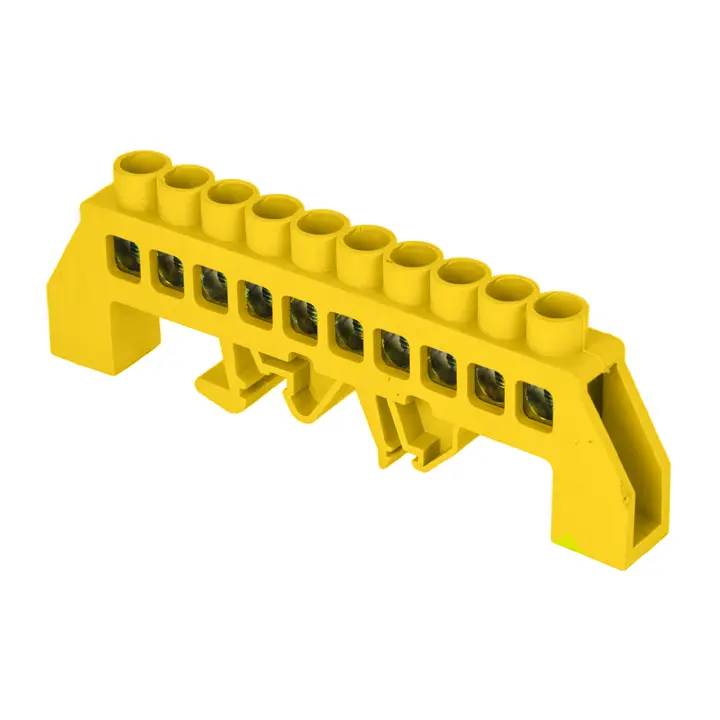 Шина "0" РЕ (8х12мм) 10 отверстий латунь желтый нейлоновый корпус комбинированный PROxima...EKF sn0-125-10-dpe