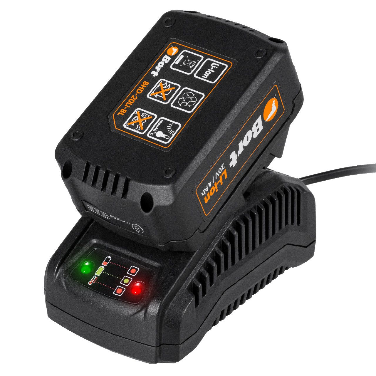 Перфоратор аккумуляторный , 20В, 2АКБ 4,0 А/ч,  5300 ударов/мин,  2.8 Дж, Bort BHD-20Li-BL