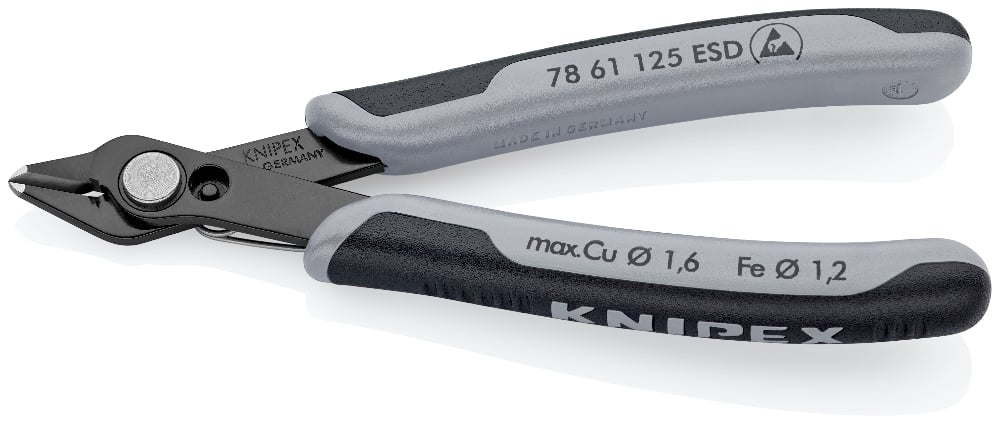 Бокорезы прецизионные Electronic Super Knips® кромка без фаски, L-125 мм,  антистатические, твердост...KNIPEX 7861125ESD