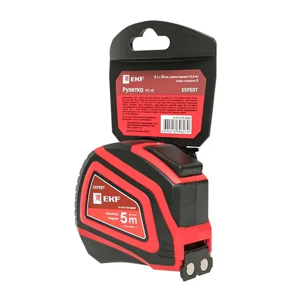 Рулетка измерительная РС-10 (5 м х 25 мм) Autostop Магнит ExpertEKF rs-10-5-25-quad
