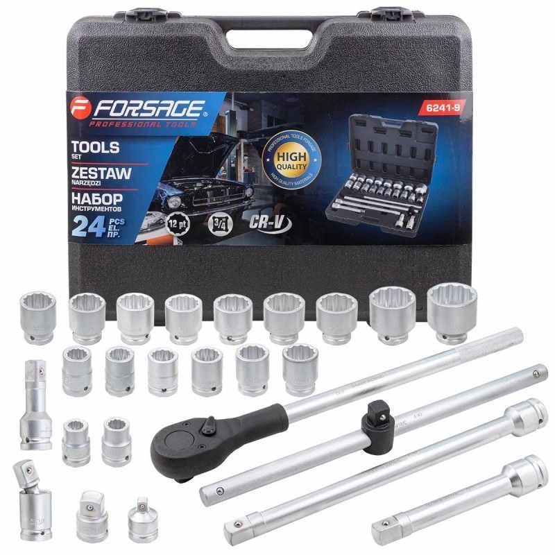 Набор инструментов 3/4" 24пр. (17 - 50мм) (12гр.)  Forsage F-6241-9