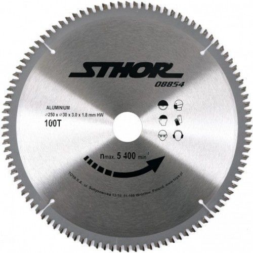 Диск пильный по Al с напаянными зубцами из твердых сплавов 250/30 100Т STHOR 8854