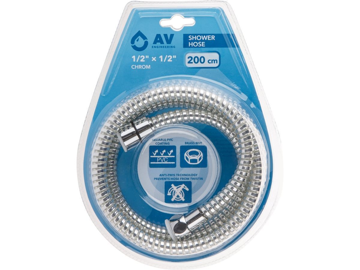 Шланг душевой, PVC, 1/2" г-г 200 см, хром AV Engineering AVSSS-112