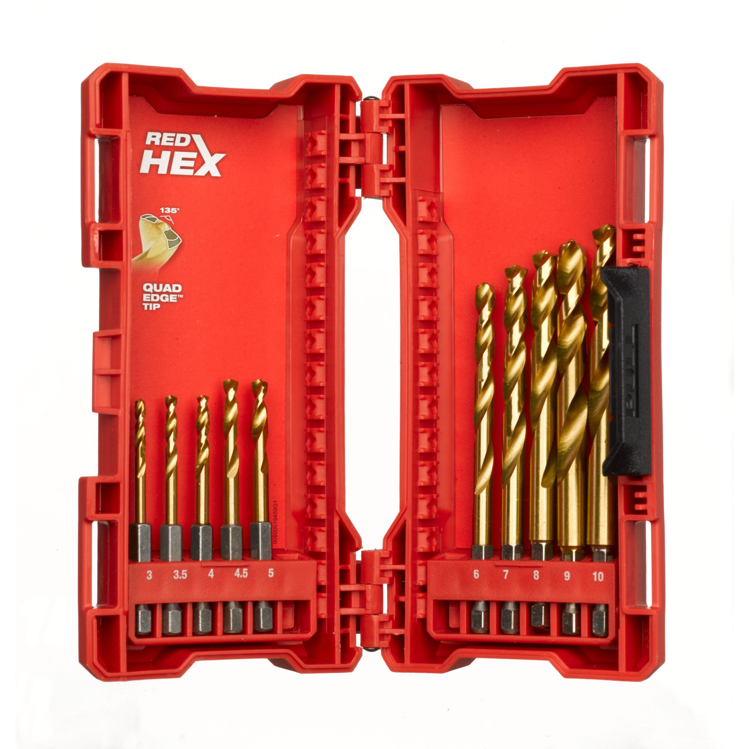 Набор сверл по металлу 3-10 мм (10 шт) Shockwave HSS-G Tin Red Hex GEN II Milwaukee 4932493865