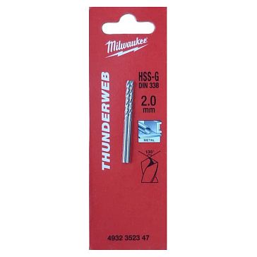 Сверло по металлу HSS-G DIN338 2,0 2шт, MILWAUKEE Milwaukee 4932352347