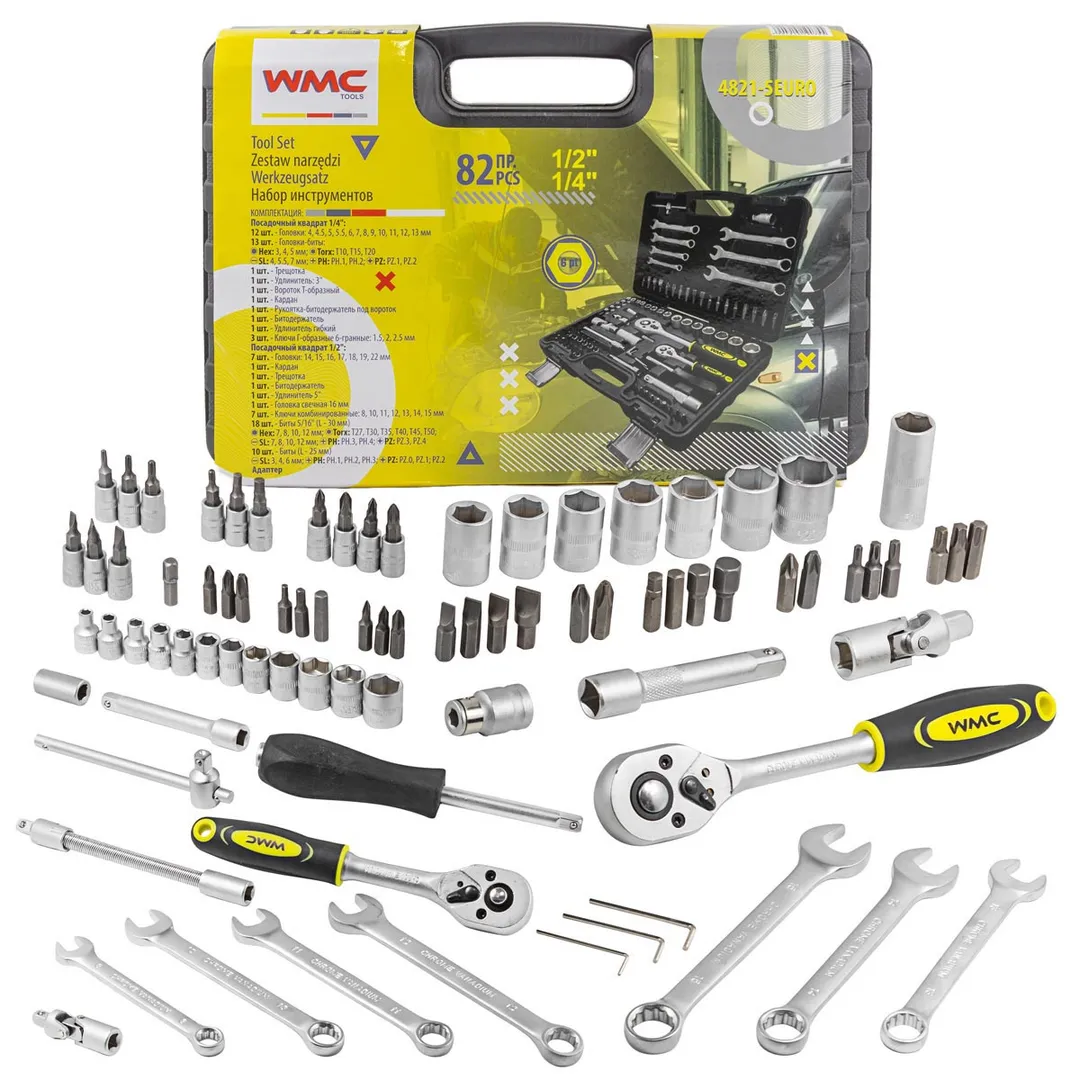 Набор инструментов 82пр. 1/4'', 1/2''(6гр)(4-32мм)  WMC TOOLS WMC-4821-5EURO