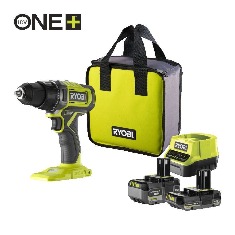 ONE + / Дрель-шуруповерт, 18В, 2 АКБ 5,0 / 2,0 А/ч, RYOBI RDD18-2C52SRyobi 5133005522