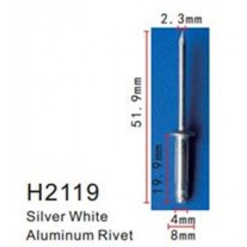 Клипса для крепления внутренней обшивки а/м Ниссан/ Пежо/ Рено металлическая (100шт/уп.) Forsage клипса H2119[Nissan/Peugeot/Renault]