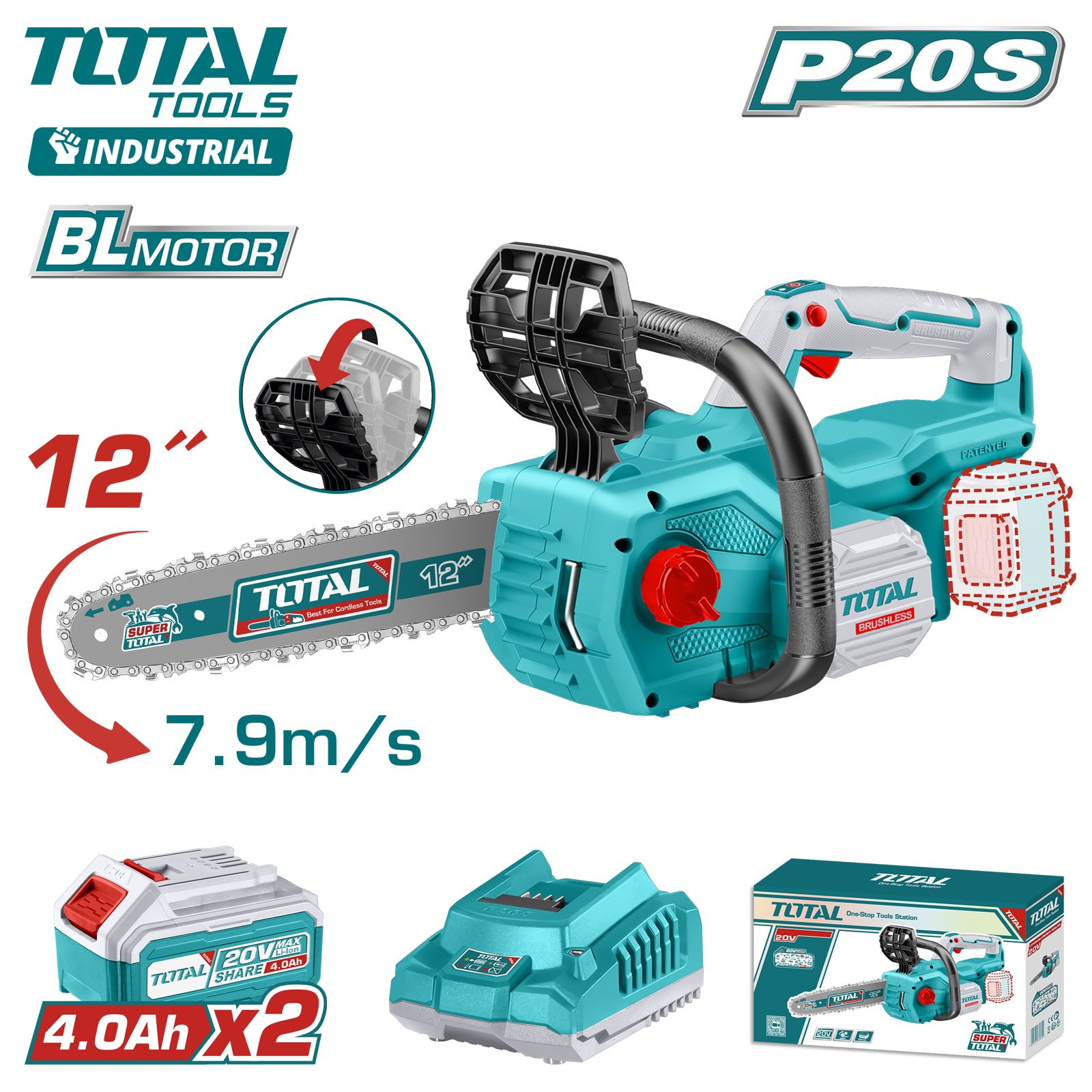 Пила цепная аккумуляторная  TOTAL TGSLI201286