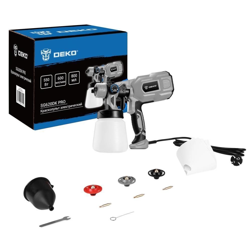 Краскопульт электрический DEKO , сопло 1 / 1,8 / 2,5, бачок 800 мл, HVLР, SG620DK PRO