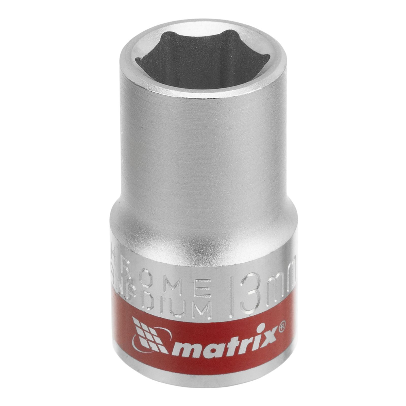 Головка торцевая, 13 mm, 6-гранная, CrV, под квадрат 1/2", хромированная Matrix 13113