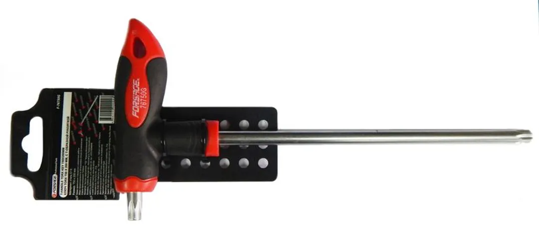 Ключ Т-образный TORX с прорезиненной рукояткой T20х100мм, на пластиковом держателе  ...Forsage F-76720G