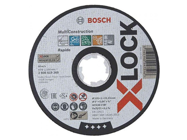 Круг отрезной 125x1.0x22.2 mm универсальный Multi X-LOCK (прямой)  BOSCH 2608619269