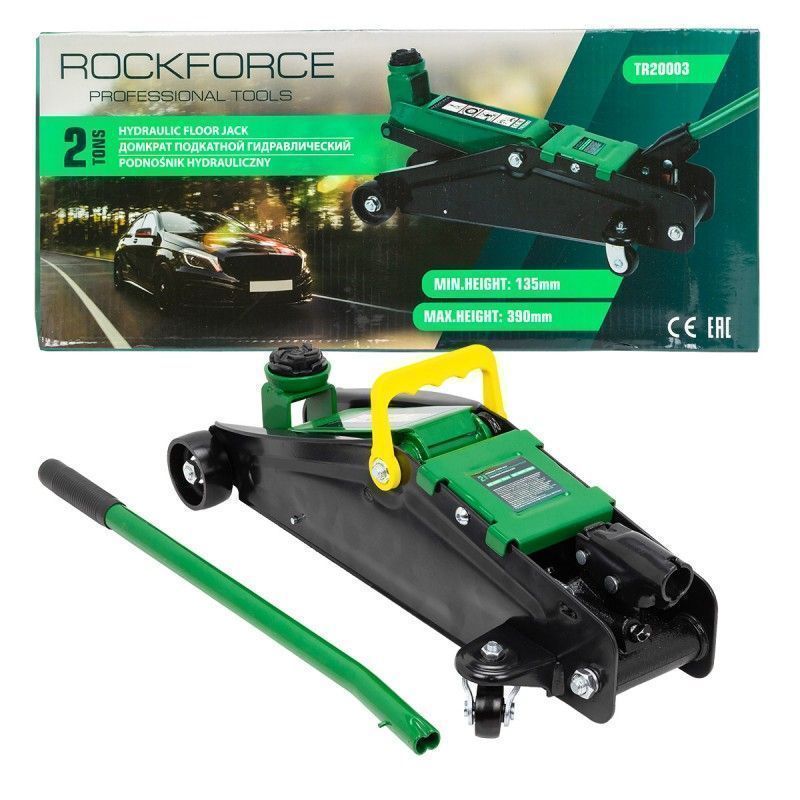Домкрат подкатной гидравлический 2т (h min 135мм, h max 390мм) RockFORCE ...Rock FORCE RF-TR20003