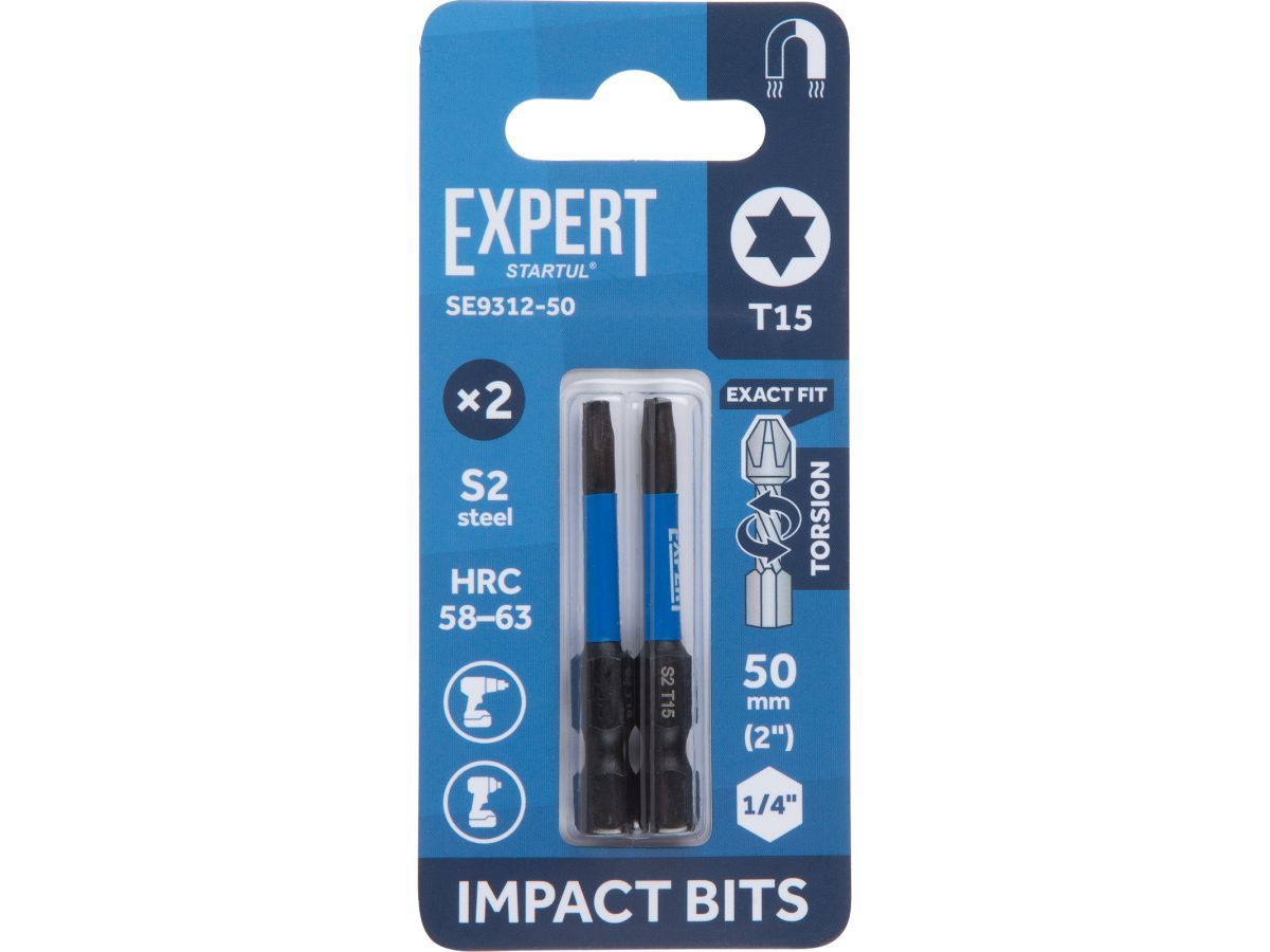 Насадка ударная T15 50мм 2шт EXPERT (SE9312-50) (торсионная бита Impact) STARTUL SE9312-50