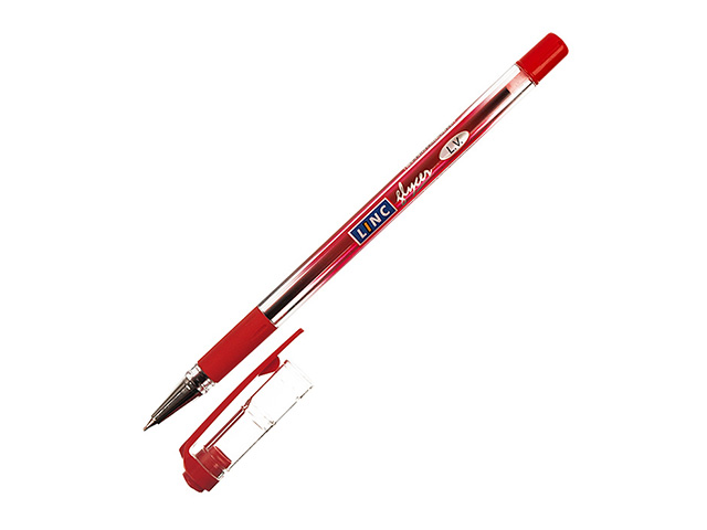 Ручка шариковая GLYCER 0,7 мм красный, резиновый грип,  LINC 1300RF/red