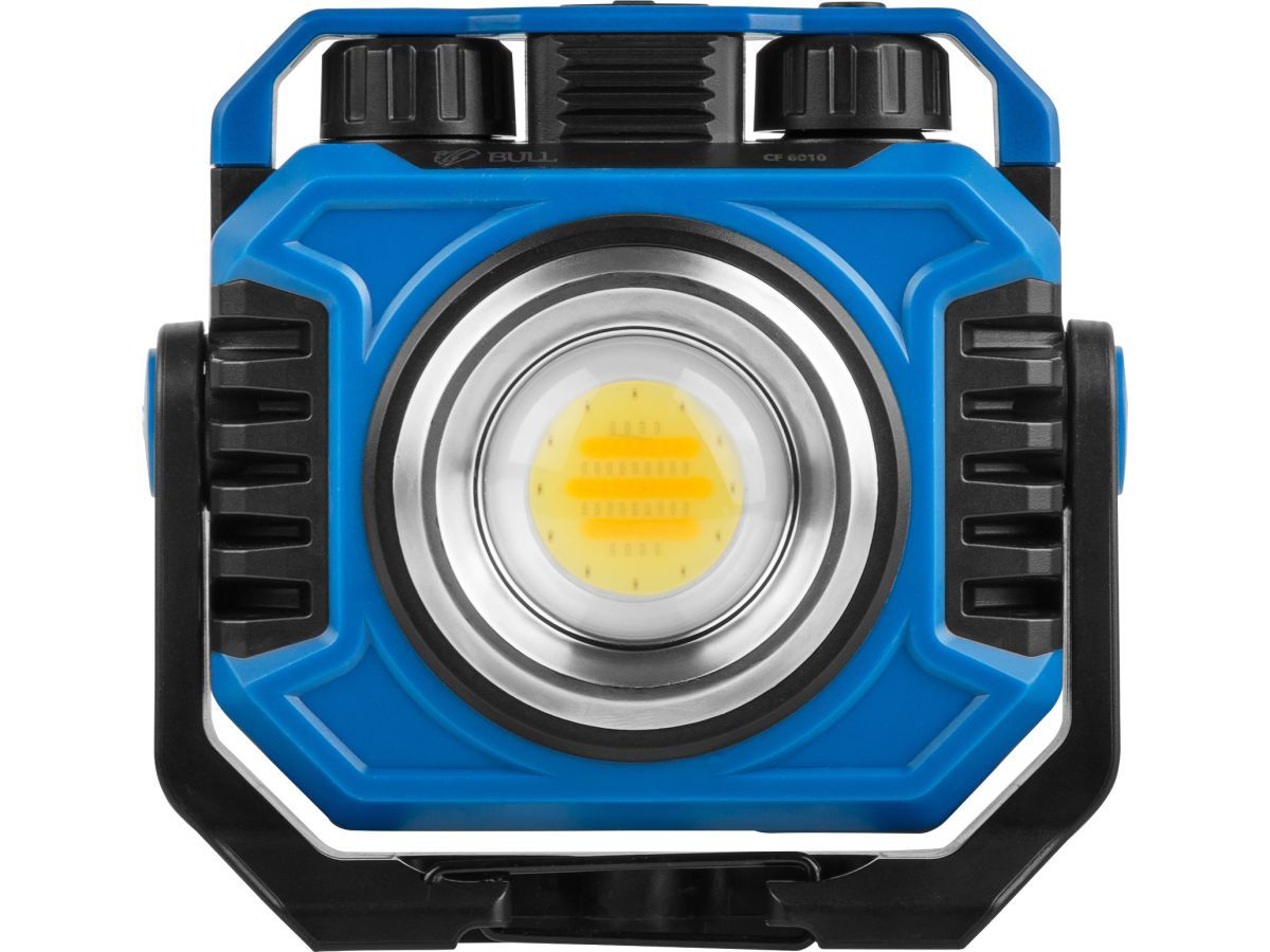 Фонарь светодиодный аккумуляторный CF 6010 в кор. 80-1200 Лм, стробоскоп, магнит (3.7 В, 5 Ач, складная конструкция, 2700-8000 К, Power-bank, индикация уровня заряда) BULL 1323886