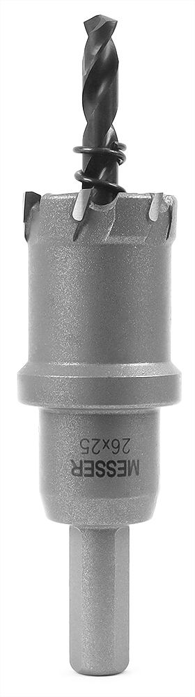 ТСТ коронка 26X25 с центрирующим сверлом и толкающей пружиной  ...MESSER 20-25-026