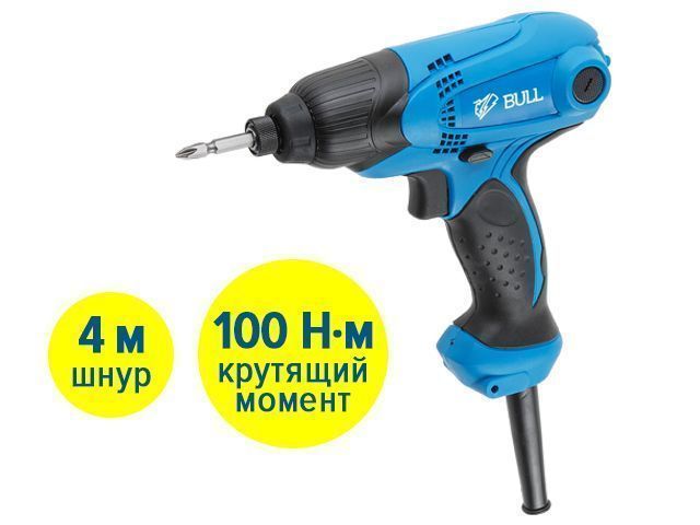 Шуруповерт ударный ES 1401, 1/4", 230Вт, 100Нм, 3600об/мин, BULL 11021111