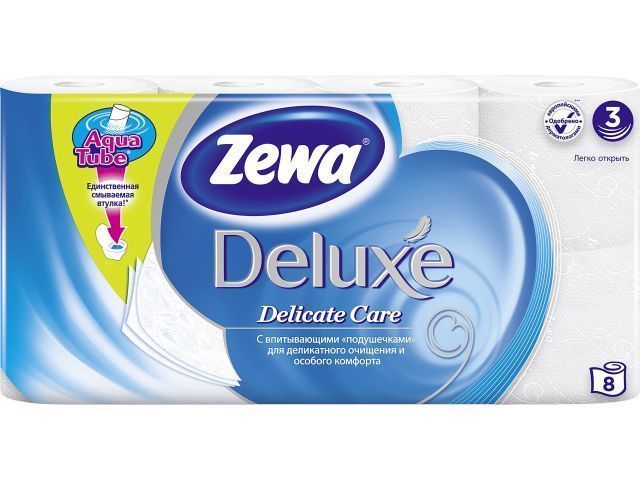 Бумага туалетная 3-х слойная Deluxe Pure White 8 рул.  ZEWA 201121201