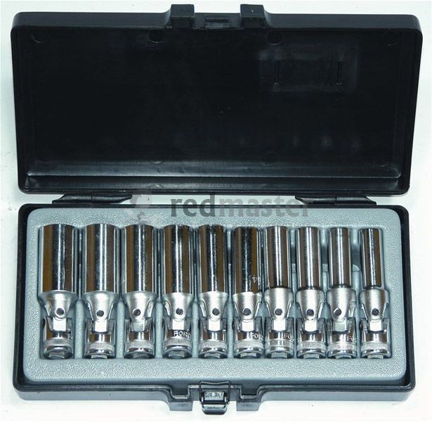 Набор длинных головок с карданом 3/8", 10-19мм, 10пр. 6гр. Force 3103