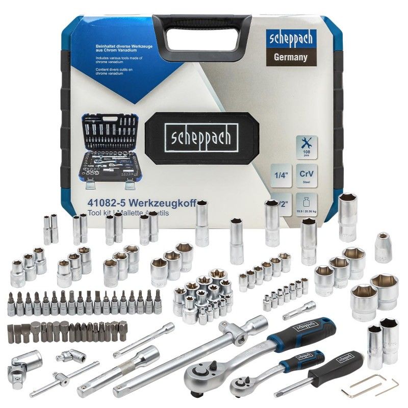 Набор инструментов 1/4"  1/2", 108пр. (6-гран)  Scheppach Sch-41082-5