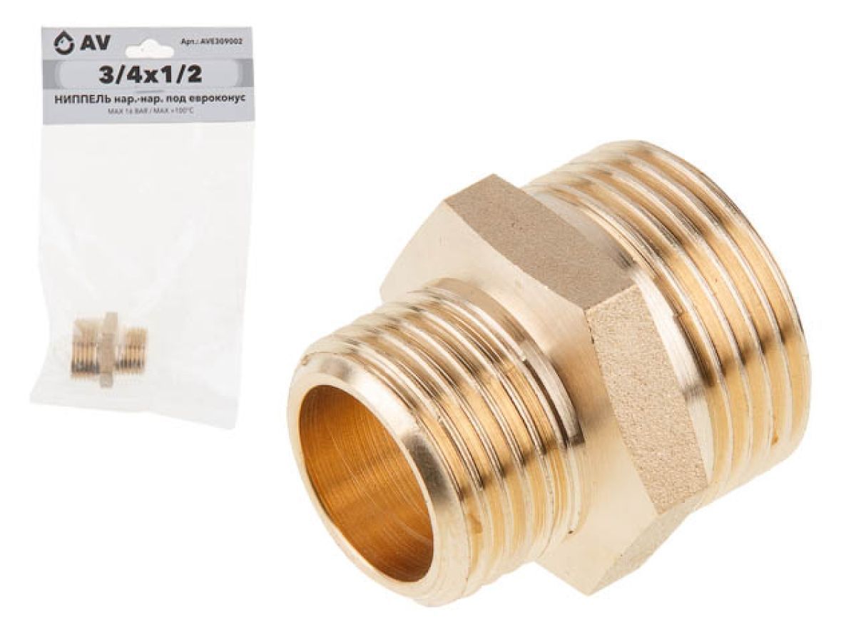 Ниппель ред. 3/4" нар. х 1/2" нар. ООО "" БАЗ БАЗ.НП.15.20
