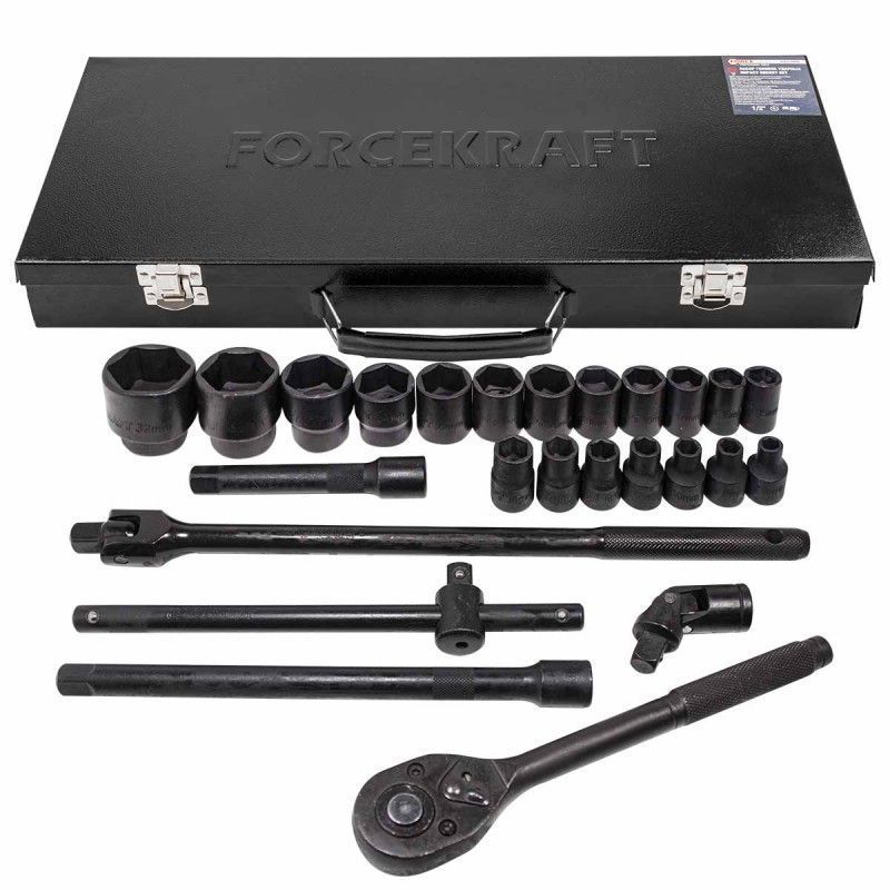 Набор инструментов ударных 1/2", 6гр, 26пр. (8-32мм) FORCEKRAFT FK-4263-5MPB