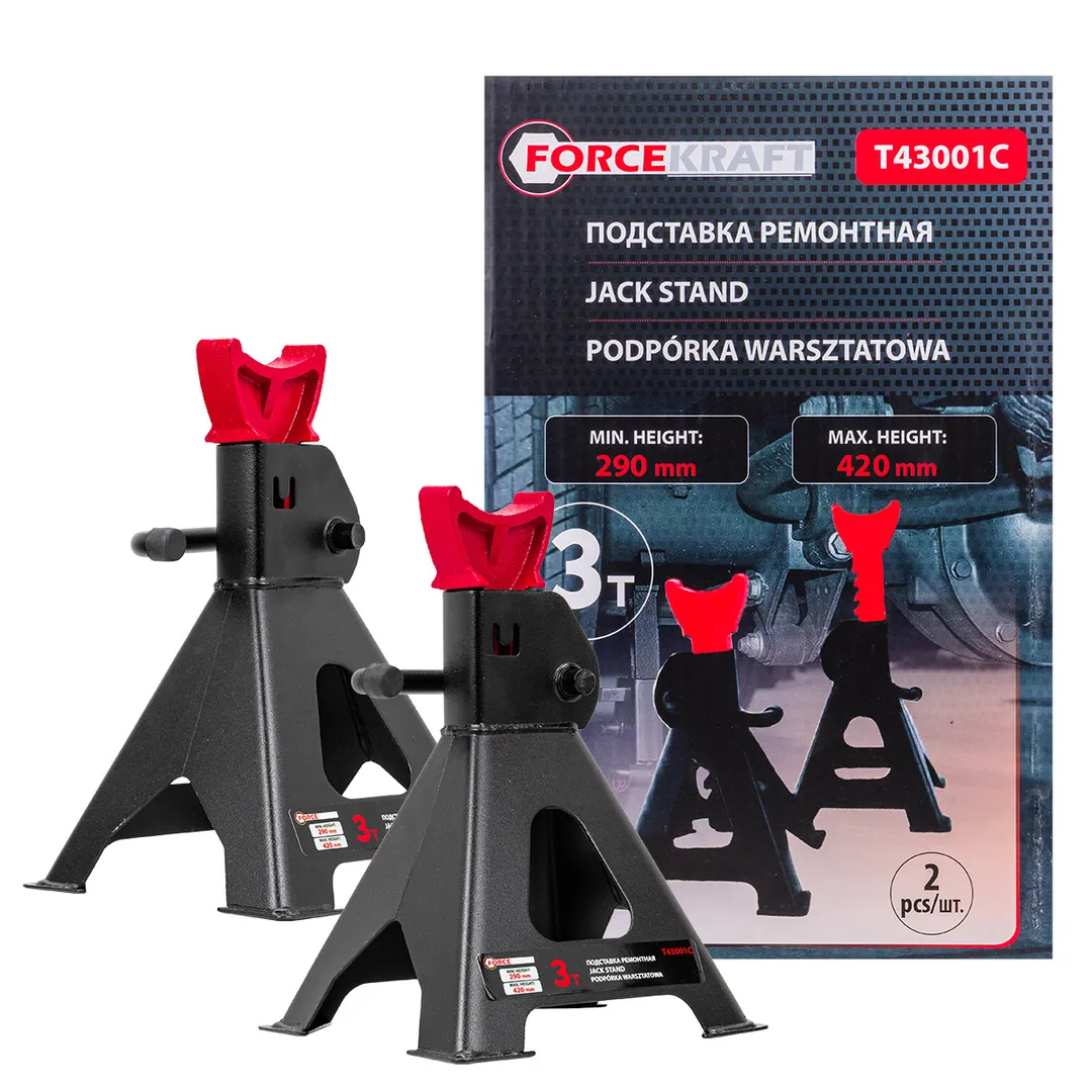 Подставка ремонтная 3т (h min 290мм, h max 420мм) (к-т 2шт.)  FORCEKRAFT FK-T43001C
