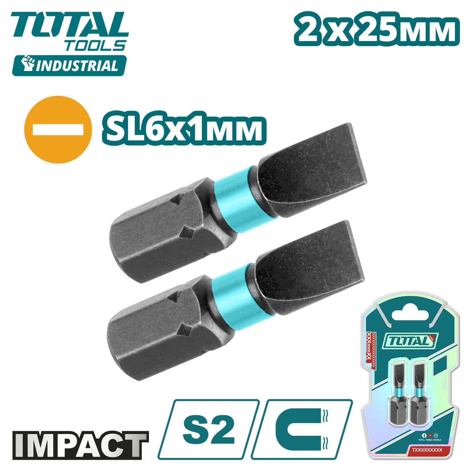 Бита ударная SL6 25мм   (2 шт)TOTAL TACIM71SL625