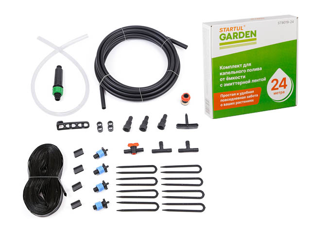 Комплект для капельного полива от ёмкости с эмиттерной лентой 24м GARDEN STARTUL ST6019-24