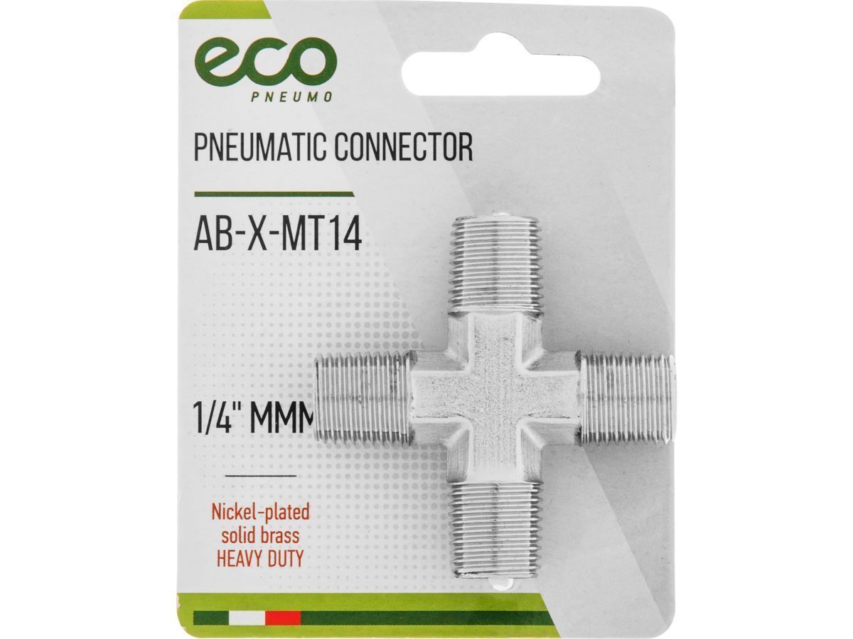 Соединение нар. резьба 1/4" Х-образное (латунь) ECO AB-X-MT14