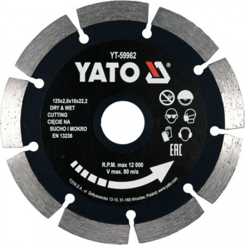 Круг алмазный  125x22.2x2.0mm (сегмент)  YATO YT-59962