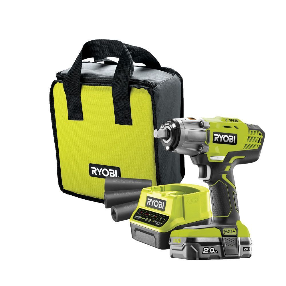 ONE + / Гайковерт, 1/2", 18В; 400Нм, 2900 об./мин, 1АКБ 2.0А/ч, RYOBI R18IW3-120S...Ryobi 5133003574