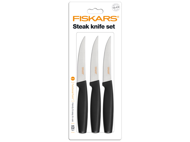 Набор ножей с зубчатым лезвием 3 шт. черный Functional Form  FISKARS 1014280