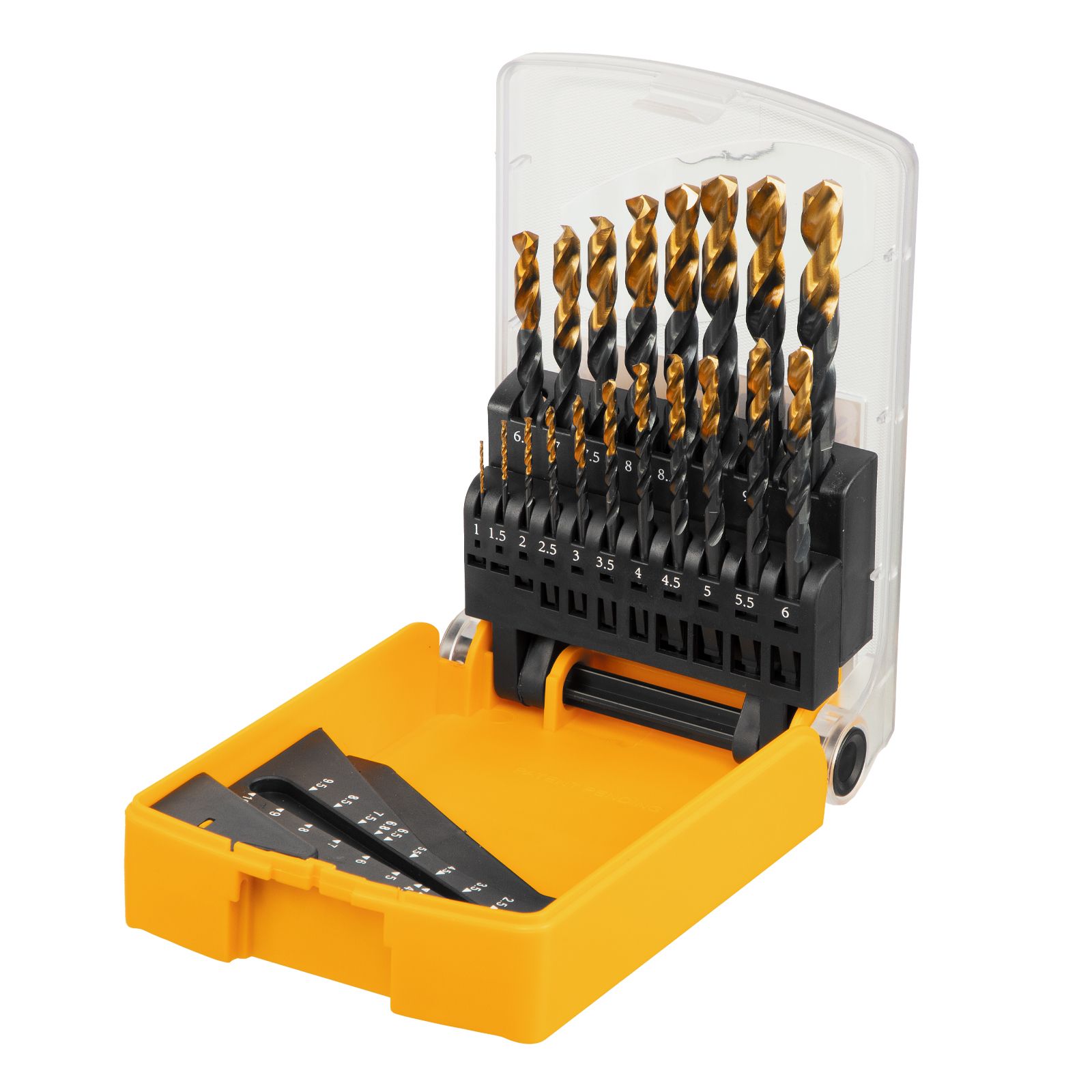 Набор сверл по металлу, 1-10мм, HSS-Tin, Golden Tip, 19шт.  DENZEL 72321