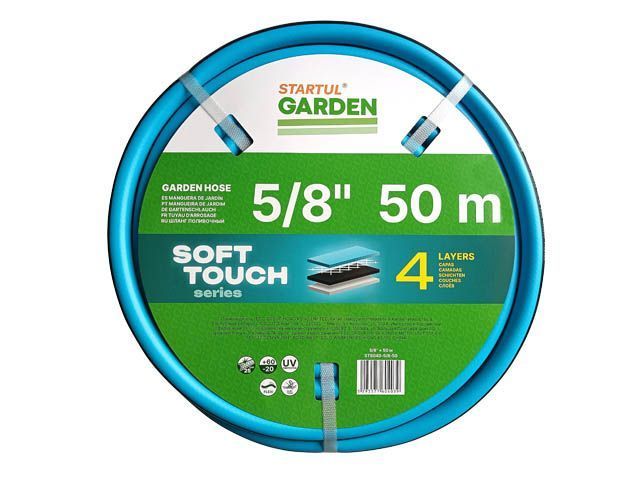 Шланг поливочный 5/8" 50м  GARDEN SOFT TOUCH (4 слоя) STARTUL ST6040-5/8-50