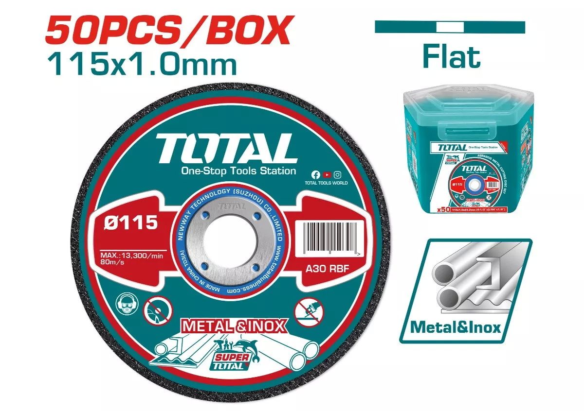 Круг отрезной 115x1,0x22,2 мм по металлу   (50шт)TOTAL TAC20111550