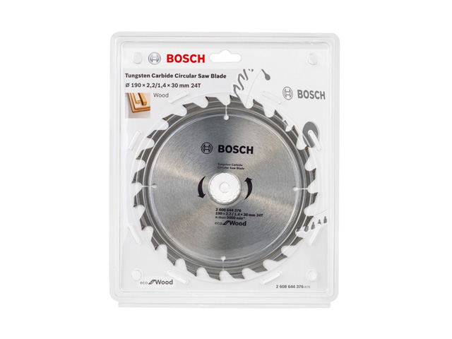Диск пильный по дереву, 190х30 мм, 24 зуб., ECO WOOD, BOSCH 2608644376